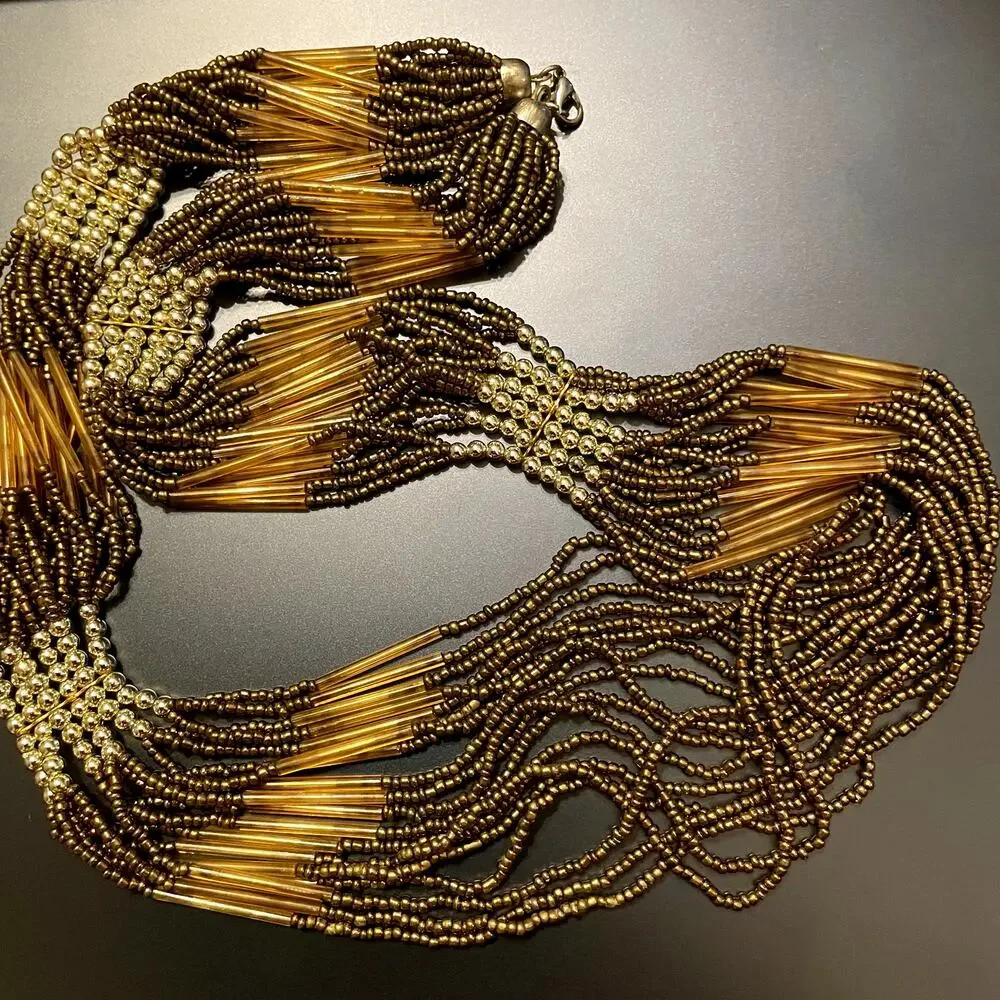 Boho Gold Beaded Layered Necklace - Picture 4 of 7